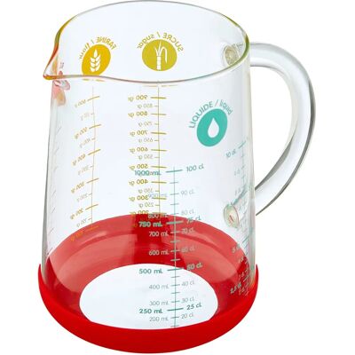 Pebbly Stor Glas Mätkanna 1L - Röd Pebbly Stor Glas Mätkanna 1L - Röd