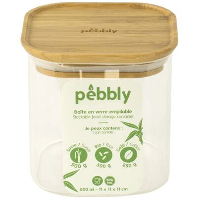Pebbly Fransk Design Firkantet Glas Opbevaringsbeholder - 800ml - Klar Pebbly Fransk Design Firkantet Glas Opbevaringsbeholder - 800ml - Klar