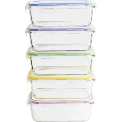 Pebbly - 5 Glazen Bakjes - 850ml - Voedselopslag Pebbly - 5 Glazen Bakjes - 850ml - Voedselopslag