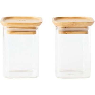 Pebbly - Glasopbevaringskrukke med bambuslåg - 240ml - Klar Pebbly - Glasopbevaringskrukke med bambuslåg - 240ml - Klar