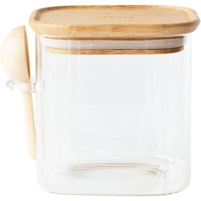 Pebbly Glasopbevaringsboks med Bambuslåget og Måleske - 800/1400ml - Transparent - Køkkenopbevaring Pebbly Glasopbevaringsboks med Bambuslåget og Måleske - 800/1400ml - Transparent - Køkkenopbevaring