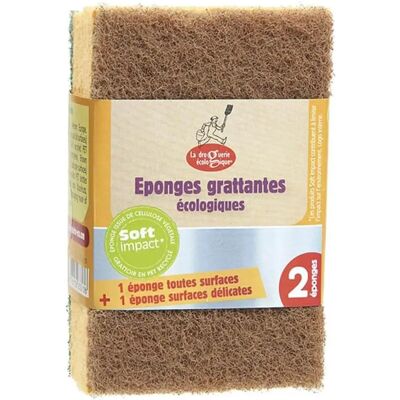 Esponja de limpieza ecológica marrón/verde - 2 unidades Esponja de limpieza ecológica marrón/verde - 2 unidades