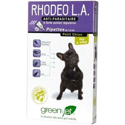 GREENVET Rhodeo L.A. Petit Chien - Répulsif puces, tiques, moustiques - Traitement antiparasitaire - Publicité GREENVET Rhodeo L.A. Petit Chien - Répulsif puces, tiques, moustiques - Traitement antiparasitaire - Publicité