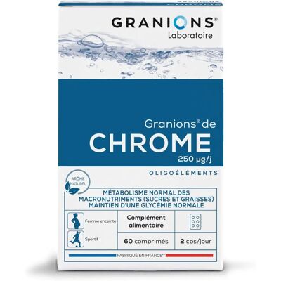 Granions Chrome 250 μg - Soutient la Régulation du Sucre - Complément Alimentaire - Publicité Granions Chrome 250 μg - Soutient la Régulation du Sucre - Complément Alimentaire - Publicité