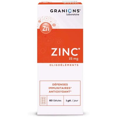 Granions Zinc 15 mg - Soutien immunitaire & peau - 60 capsules - Publicité Granions Zinc 15 mg - Soutien immunitaire & peau - 60 capsules - Publicité