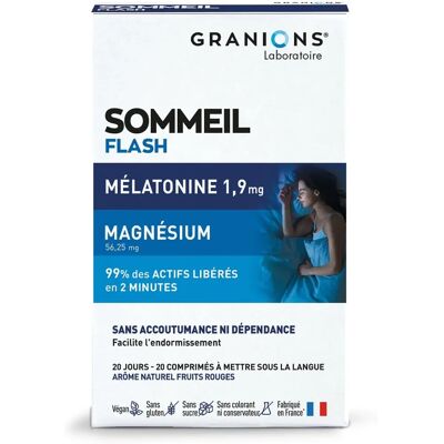 Laboratoire des GRANIONS Somdor+ Flash - Complément pour le sommeil - 20 Comprimés Sublinguales - Publicité Laboratoire des GRANIONS Somdor+ Flash - Complément pour le sommeil - 20 Comprimés Sublinguales - Publicité