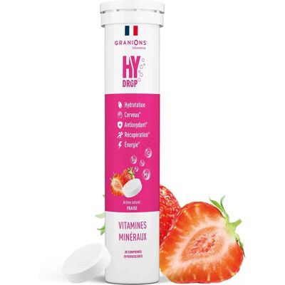 Granions Hydrop Fraise 20 Comprimés Effervescents - Complément d'Hydratation - Publicité Granions Hydrop Fraise 20 Comprimés Effervescents - Complément d'Hydratation - Publicité