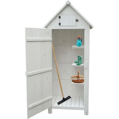 Habrita Casetta di Stoccaggio Bianca - 3 Ripiani, Resistente alle Intemperie, Legno Habrita Casetta di Stoccaggio Bianca - 3 Ripiani, Resistente alle Intemperie, Legno