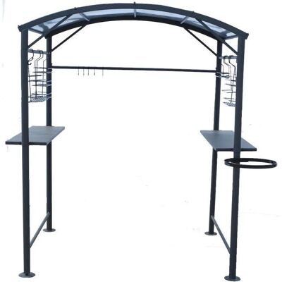 Carport in acciaio Habrita con accessori - Grigio antracite - Rifugio per barbecue Carport in acciaio Habrita con accessori - Grigio antracite - Rifugio per barbecue