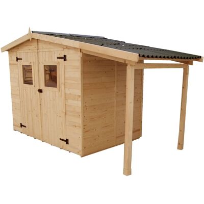 Abri de jardin Foresta ED 2416.01 B - Bois, panneaux 16mm, sol & auvent - Publicité Abri de jardin Foresta ED 2416.01 B - Bois, panneaux 16mm, sol & auvent - Publicité