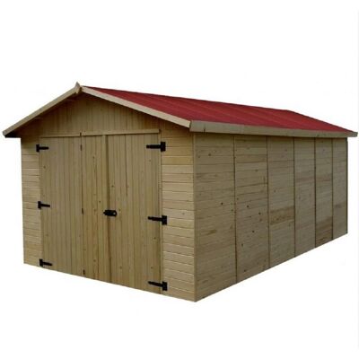 Garage Foresta Modèle Eden - Bois massif non traité - Panneaux de 16mm - 280x480cm - Sans sol - Publicité Garage Foresta Modèle Eden - Bois massif non traité - Panneaux de 16mm - 280x480cm - Sans sol - Publicité