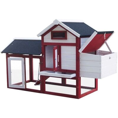 Poulailler en Bois FSC Rouge et Blanc 2-3 Poules - Standard Bicolore - Publicité Poulailler en Bois FSC Rouge et Blanc 2-3 Poules - Standard Bicolore - Publicité