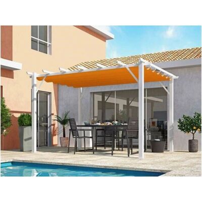 Pergola in alluminio Habrita - 12m² - Bianco Perla e Ruggine - Design Moderno Pergola in alluminio Habrita - 12m² - Bianco Perla e Ruggine - Design Moderno