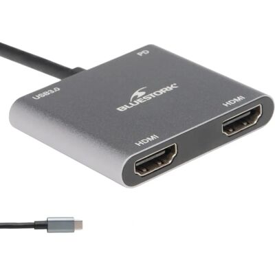 Bluestork USB Hub - HUB-DUO-HDMI - USB-C naar HDMI & USB 3.0 - Grijs Bluestork USB Hub - HUB-DUO-HDMI - USB-C naar HDMI & USB 3.0 - Grijs