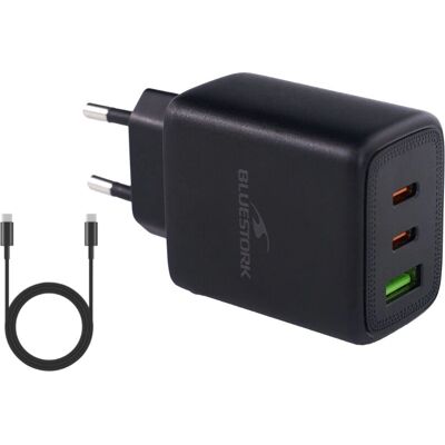 Bluestork PW-65-CCA-B - 65W - USB-C USB-A Chargeur Bluestork PW-65-CCA-B - 65W - USB-C USB-A Chargeur
