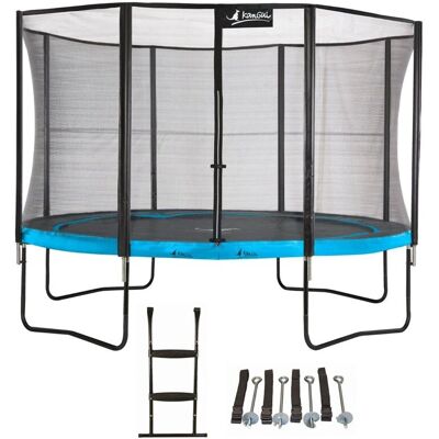 Kangui - Trampoline de jardin rond 430 cm - Bleu - 430 - Rond, 430 cm, Filet de sécurité - Publicité Kangui - Trampoline de jardin rond 430 cm - Bleu - 430 - Rond, 430 cm, Filet de sécurité - Publicité