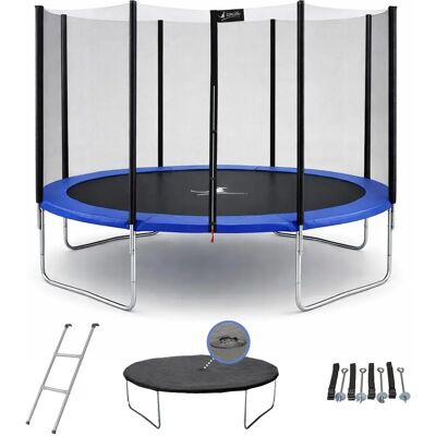 Trampoline rond bleu Kangui Ø360cm avec filet, échelle, bâche et kit ancrage - Publicité Trampoline rond bleu Kangui Ø360cm avec filet, échelle, bâche et kit ancrage - Publicité