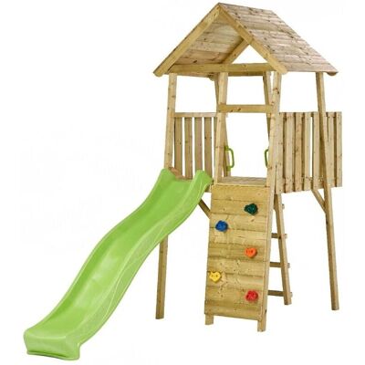 KANGUI Aire de Jeux en Bois - Mur d'Escalade, Toboggan, Cabane - Publicité KANGUI Aire de Jeux en Bois - Mur d'Escalade, Toboggan, Cabane - Publicité