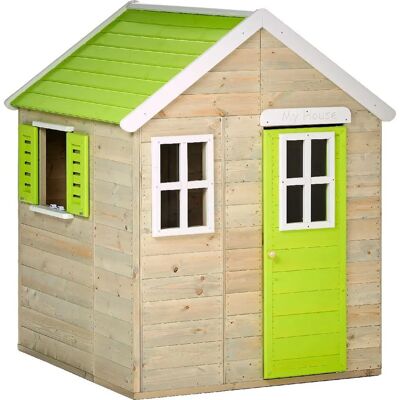 Maison de Jardin pour Enfants Kangui - Bois Naturel, Vert & Blanc - Publicité Maison de Jardin pour Enfants Kangui - Bois Naturel, Vert & Blanc - Publicité