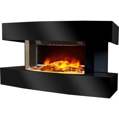 Kominek Elektryczny Chemin'Arte - 82cm, Realistyczny płomień LED - Czarny - Tryby ogrzewania Kominek Elektryczny Chemin'Arte - 82cm, Realistyczny płomień LED - Czarny - Tryby ogrzewania