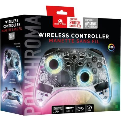 Freaks and Geeks - Kabelloser Gamepad Polychroma - 1M Kabel - Transparente LED - Switch/PC Freaks and Geeks - Kabelloser Gamepad Polychroma - 1M Kabel - Transparente LED - Switch/PC