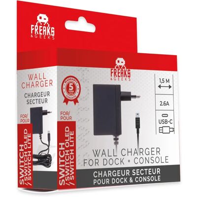 Caricabatterie Freaks and Geeks 2,6A - Dock Nintendo Switch e Console Caricabatterie Freaks and Geeks 2,6A - Dock Nintendo Switch e Console