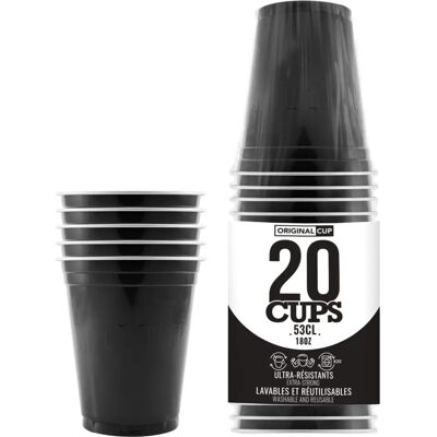 Jadeo 20 Copos de Plástico Pretos - Itens para Festas Jadeo 20 Copos de Plástico Pretos - Itens para Festas