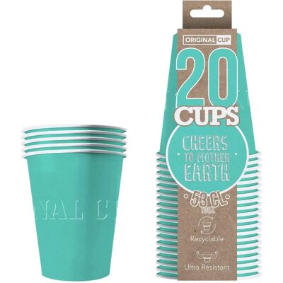 JADEO 20 Gobelets en carton recyclable turquoise - Gobelets - Publicité JADEO 20 Gobelets en carton recyclable turquoise - Gobelets - Publicité
