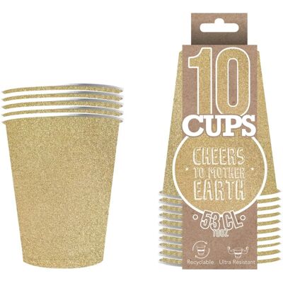 JADEO 10 Gold Glitter Recyclable Cardboard Cups - 53 Cl Disposable Type JADEO 10 Gold Glitter Recyclable Cardboard Cups - 53 Cl Disposable Type