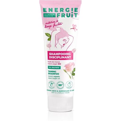 Shampoing Disciplinant Bio à l'Huile de Monoï et Rose Energie Fruit - Publicité Shampoing Disciplinant Bio à l'Huile de Monoï et Rose Energie Fruit - Publicité