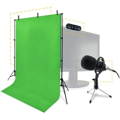 Steelplay Mikrofon & Webcam Streaming Set - 1080P - Green Screen Steelplay Mikrofon & Webcam Streaming Set - 1080P - Green Screen