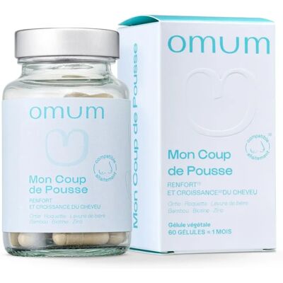 Omum Mon Coup de Pousse Soutien Capillaire - Biotine & Zinc - Compatible avec l'allaitement - France - Publicité Omum Mon Coup de Pousse Soutien Capillaire - Biotine & Zinc - Compatible avec l'allaitement - France - Publicité