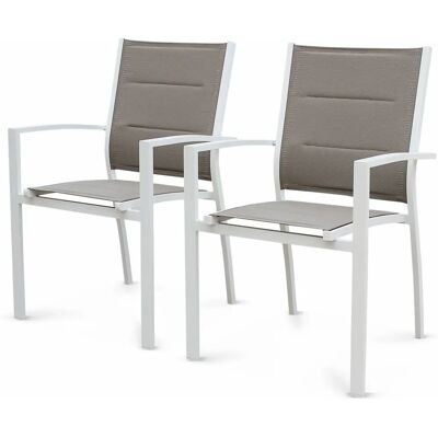SWEEEK Set di Poltrone da Giardino Moderno Bianco/Taupe - Arredamento da Giardino SWEEEK Set di Poltrone da Giardino Moderno Bianco/Taupe - Arredamento da Giardino