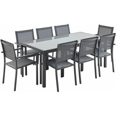 Set da giardino Sweeek - Tavolo rettangolare 180cm - Antracite & Grigio Set da giardino Sweeek - Tavolo rettangolare 180cm - Antracite & Grigio