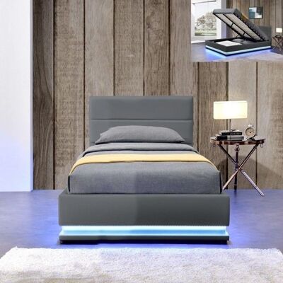 Ava - LED Ava - Gris - 90x190 - Bed - Publicité Ava - LED Ava - Gris - 90x190 - Bed - Publicité