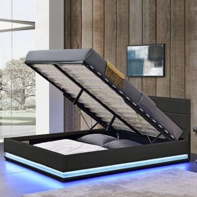 AVA - LED Ava - Noir - 180x200 cm - Storage bed - Publicité AVA - LED Ava - Noir - 180x200 cm - Storage bed - Publicité