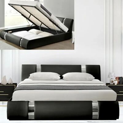 NOVA - Lit Coffre Sommier Relevable - 180x200 - Noir - Bed with storage - Publicité NOVA - Lit Coffre Sommier Relevable - 180x200 - Noir - Bed with storage - Publicité