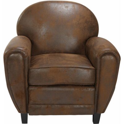 Rendez-vous Déco - Fauteuil en microfibre marron vintage - 1 place - Publicité Rendez-vous Déco - Fauteuil en microfibre marron vintage - 1 place - Publicité