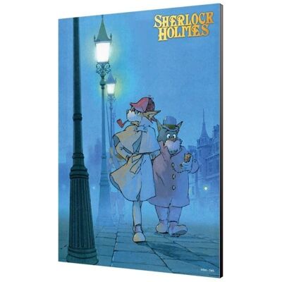 Affiche Semic Sherlock Hound Holmes&Watson en Panneau de Bois - Anime Victorien - Publicité Affiche Semic Sherlock Hound Holmes&Watson en Panneau de Bois - Anime Victorien - Publicité