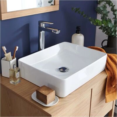 Lavabo rectangular MOB-IN - Moderno, Cerámica Blanca - 47x36 cm Lavabo rectangular MOB-IN - Moderno, Cerámica Blanca - 47x36 cm
