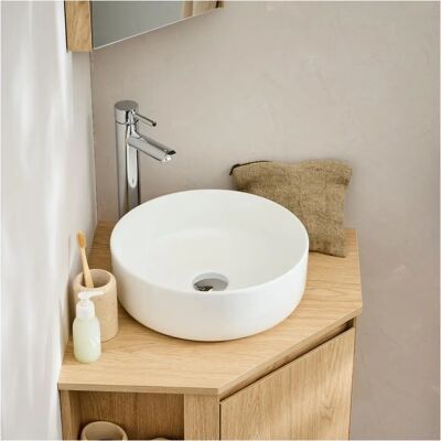 Mob-in - Lavabo rotondo in ceramica moderna - 36x36cm Mob-in - Lavabo rotondo in ceramica moderna - 36x36cm