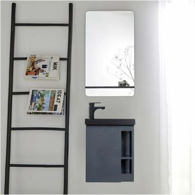 Mob In - HAMPTON - Grigio - Lavabo nero - Mobile bagno Mob In - HAMPTON - Grigio - Lavabo nero - Mobile bagno