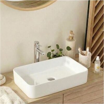 Lavabo SADDY Rectangular en cerámica - Lavabo de baño Lavabo SADDY Rectangular en cerámica - Lavabo de baño