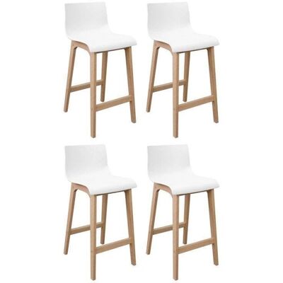 Tabourets de bar MOB-IN Tanna - Confortables, pieds en chêne, assise en plastique blanc - Lot de 4 - Publicité Tabourets de bar MOB-IN Tanna - Confortables, pieds en chêne, assise en plastique blanc - Lot de 4 - Publicité