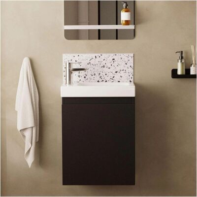 Mueble LISA Negro - Lavabo reversible y puerta con cierre suave - Muebles de baño Mueble LISA Negro - Lavabo reversible y puerta con cierre suave - Muebles de baño