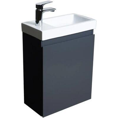 Mueble de baño LISA Gris Antracita - Lavabo reversible y puertas con cierre suave Mueble de baño LISA Gris Antracita - Lavabo reversible y puertas con cierre suave