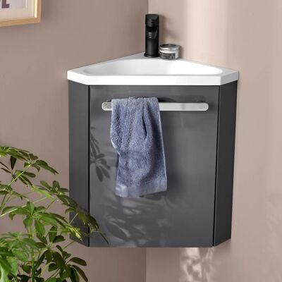 Meuble de salle de bain compact SKINO gris anthracite - Mob in - Publicité Meuble de salle de bain compact SKINO gris anthracite - Mob in - Publicité