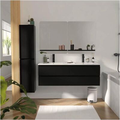 Mob-in Lavabo double 120cm avec plan en céramique, miroir & colonne - Meuble de salle de bain - Publicité Mob-in Lavabo double 120cm avec plan en céramique, miroir & colonne - Meuble de salle de bain - Publicité