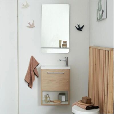 Meuble intérieur NIKA Décor blanc - Lavabo réversible, miroir & robinet - Publicité Meuble intérieur NIKA Décor blanc - Lavabo réversible, miroir & robinet - Publicité