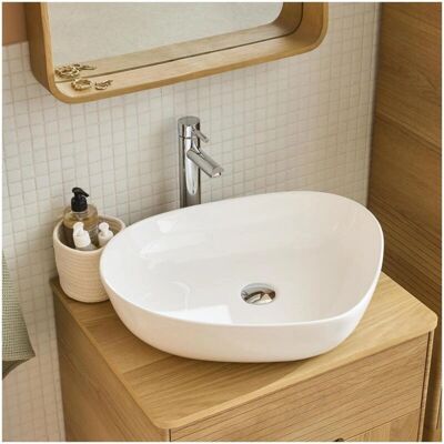 Lavabo CHARLY de cerámica en forma de guijarro Lavabo CHARLY de cerámica en forma de guijarro